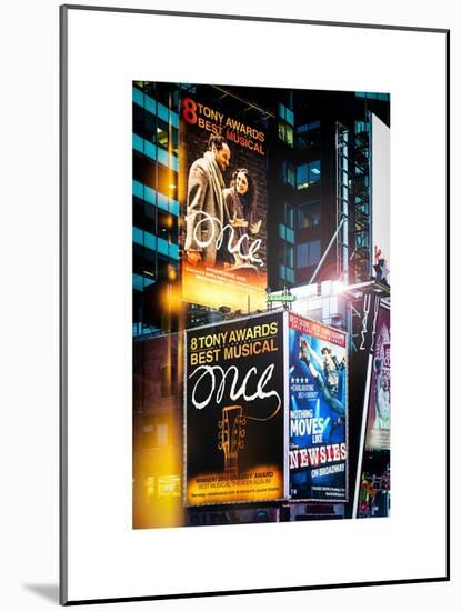 Instants of NY Series - Billboards Best Musicals on Broadway and Times Square at Night - Manhattan-Philippe Hugonnard-Mounted Art Print