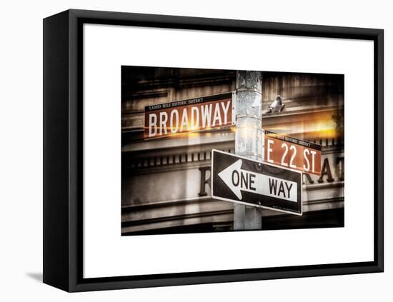 Instants of NY Series - Broadway Street Sign Manhattan-Philippe Hugonnard-Framed Stretched Canvas