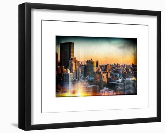 Instants of NY Series - Cityscape of Manhattan in Winter at Sunset-Philippe Hugonnard-Framed Art Print