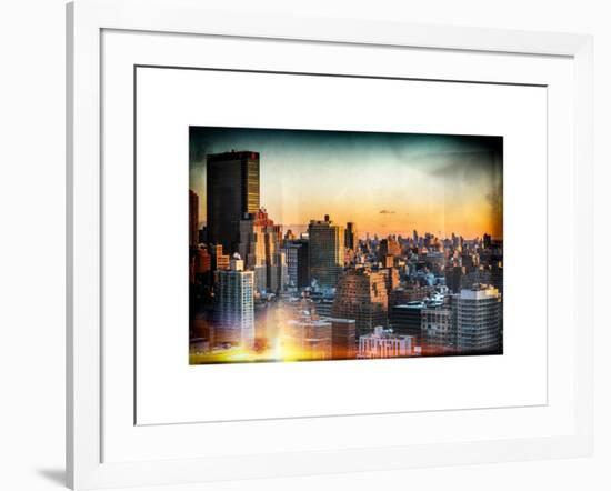 Instants of NY Series - Cityscape of Manhattan in Winter at Sunset-Philippe Hugonnard-Framed Art Print