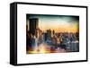 Instants of NY Series - Cityscape of Manhattan in Winter at Sunset-Philippe Hugonnard-Framed Stretched Canvas