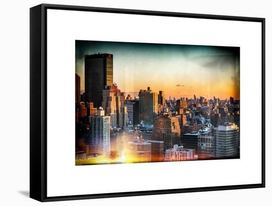 Instants of NY Series - Cityscape of Manhattan in Winter at Sunset-Philippe Hugonnard-Framed Stretched Canvas