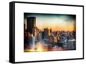 Instants of NY Series - Cityscape of Manhattan in Winter at Sunset-Philippe Hugonnard-Framed Stretched Canvas