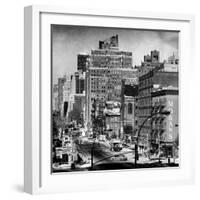 Instants of NY Series - Cityscape Snowy Winter in West Village with Yellow Taxi-Philippe Hugonnard-Framed Photographic Print