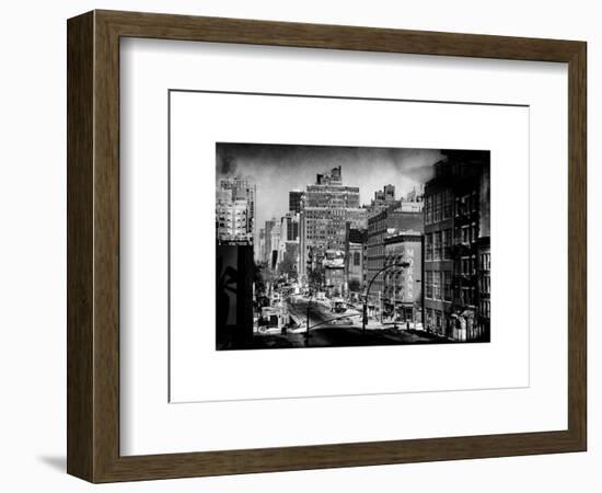 Instants of NY Series - Cityscape Snowy Winter in West Village with Yellow Taxi-Philippe Hugonnard-Framed Art Print