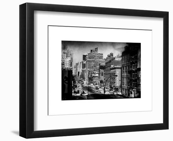 Instants of NY Series - Cityscape Snowy Winter in West Village with Yellow Taxi-Philippe Hugonnard-Framed Art Print