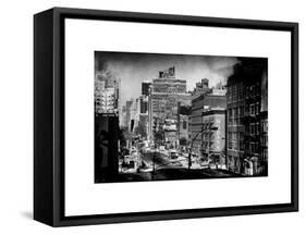 Instants of NY Series - Cityscape Snowy Winter in West Village with Yellow Taxi-Philippe Hugonnard-Framed Stretched Canvas