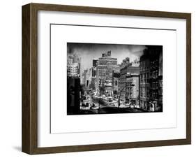 Instants of NY Series - Cityscape Snowy Winter in West Village with Yellow Taxi-Philippe Hugonnard-Framed Art Print