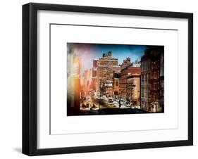 Instants of NY Series - Cityscape Snowy Winter in West Village with Yellow Taxi-Philippe Hugonnard-Framed Art Print