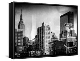 Instants of NY Series - Cityscape with the Empire State Building and the New Yorker Hotel-Philippe Hugonnard-Framed Stretched Canvas