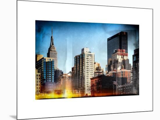 Instants of NY Series - Cityscape with the Empire State Building and the New Yorker Hotel-Philippe Hugonnard-Mounted Art Print