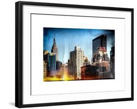 Instants of NY Series - Cityscape with the Empire State Building and the New Yorker Hotel-Philippe Hugonnard-Framed Art Print