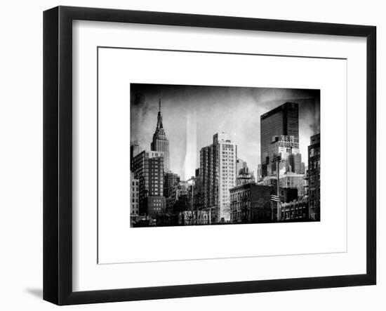 Instants of NY Series - Cityscape with the Empire State Building and the New Yorker Hotel-Philippe Hugonnard-Framed Art Print