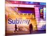 Instants of NY Series - Entrance of a Subway Station in Times Square - Urban Street Scene by Night-Philippe Hugonnard-Mounted Photographic Print