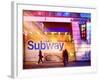 Instants of NY Series - Entrance of a Subway Station in Times Square - Urban Street Scene by Night-Philippe Hugonnard-Framed Photographic Print