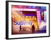 Instants of NY Series - Entrance of a Subway Station in Times Square - Urban Street Scene by Night-Philippe Hugonnard-Framed Photographic Print