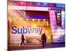 Instants of NY Series - Entrance of a Subway Station in Times Square - Urban Street Scene by Night-Philippe Hugonnard-Mounted Photographic Print