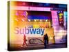 Instants of NY Series - Entrance of a Subway Station in Times Square - Urban Street Scene by Night-Philippe Hugonnard-Stretched Canvas