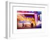 Instants of NY Series - Entrance of a Subway Station in Times Square - Urban Street Scene by Night-Philippe Hugonnard-Framed Art Print