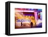 Instants of NY Series - Entrance of a Subway Station in Times Square - Urban Street Scene by Night-Philippe Hugonnard-Framed Stretched Canvas