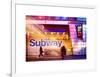 Instants of NY Series - Entrance of a Subway Station in Times Square - Urban Street Scene by Night-Philippe Hugonnard-Framed Art Print