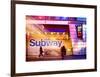 Instants of NY Series - Entrance of a Subway Station in Times Square - Urban Street Scene by Night-Philippe Hugonnard-Framed Art Print