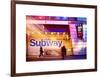 Instants of NY Series - Entrance of a Subway Station in Times Square - Urban Street Scene by Night-Philippe Hugonnard-Framed Art Print