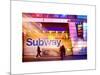 Instants of NY Series - Entrance of a Subway Station in Times Square - Urban Street Scene by Night-Philippe Hugonnard-Mounted Art Print