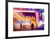 Instants of NY Series - Entrance of a Subway Station in Times Square - Urban Street Scene by Night-Philippe Hugonnard-Framed Art Print