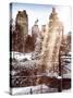 Instants of NY Series - Entrance View to Wollman Skating Rink of Central Park with a Snow Lamppost-Philippe Hugonnard-Stretched Canvas