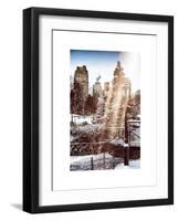 Instants of NY Series - Entrance View to Wollman Skating Rink of Central Park with a Snow Lamppost-Philippe Hugonnard-Framed Art Print