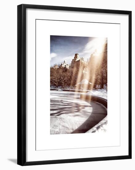 Instants of NY Series - Frozen Lake in Central Park Snow-Philippe Hugonnard-Framed Art Print