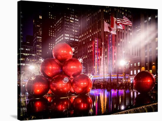 Instants of NY Series - Giant Christmas Ornaments on Sixth Avenue across from Radio City Music Hall-Philippe Hugonnard-Stretched Canvas