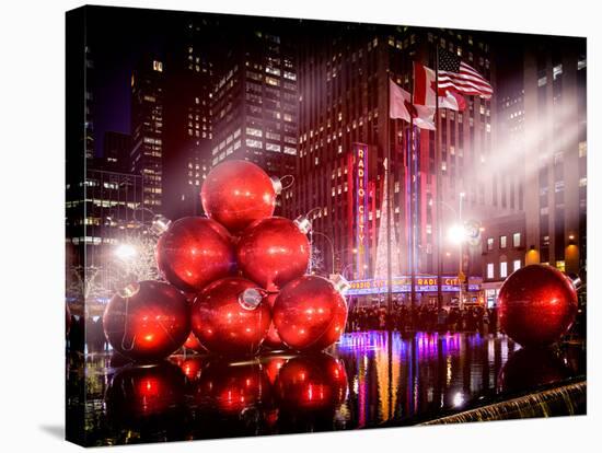 Instants of NY Series - Giant Christmas Ornaments on Sixth Avenue across from Radio City Music Hall-Philippe Hugonnard-Stretched Canvas