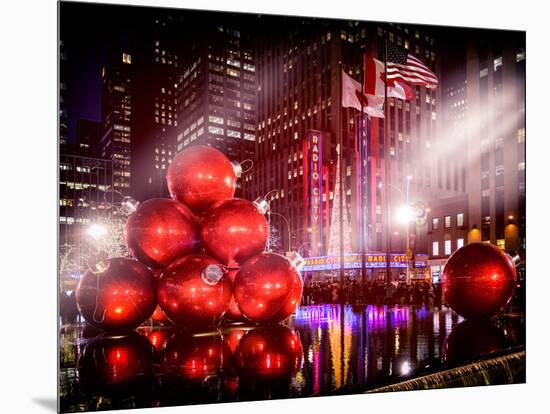 Instants of NY Series - Giant Christmas Ornaments on Sixth Avenue across from Radio City Music Hall-Philippe Hugonnard-Mounted Photographic Print