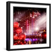 Instants of NY Series - Giant Christmas Ornaments on Sixth Avenue across from Radio City Music Hall-Philippe Hugonnard-Framed Photographic Print