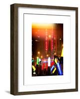 Instants of NY Series - Giant Christmas wreath in front of Radio City Music Hall on a Winter Night-Philippe Hugonnard-Framed Art Print