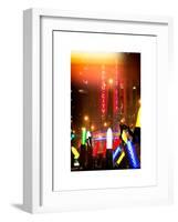 Instants of NY Series - Giant Christmas wreath in front of Radio City Music Hall on a Winter Night-Philippe Hugonnard-Framed Art Print