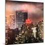 Instants of NY Series - Landscape Foggy Night in Manhattan with the New Yorker Hotel View-Philippe Hugonnard-Mounted Photographic Print