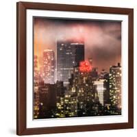 Instants of NY Series - Landscape Foggy Night in Manhattan with the New Yorker Hotel View-Philippe Hugonnard-Framed Photographic Print