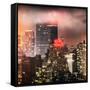 Instants of NY Series - Landscape Foggy Night in Manhattan with the New Yorker Hotel View-Philippe Hugonnard-Framed Stretched Canvas