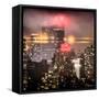 Instants of NY Series - Landscape Foggy Night in Manhattan with the New Yorker Hotel View-Philippe Hugonnard-Framed Stretched Canvas