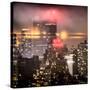 Instants of NY Series - Landscape Foggy Night in Manhattan with the New Yorker Hotel View-Philippe Hugonnard-Stretched Canvas