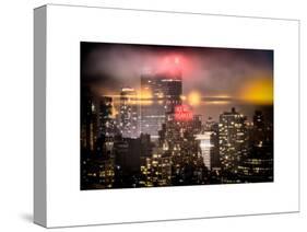 Instants of NY Series - Landscape Foggy Night in Manhattan with the New Yorker Hotel View-Philippe Hugonnard-Stretched Canvas