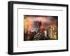 Instants of NY Series - Landscape Foggy Night in Manhattan with the New Yorker Hotel View-Philippe Hugonnard-Framed Art Print