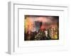 Instants of NY Series - Landscape Foggy Night in Manhattan with the New Yorker Hotel View-Philippe Hugonnard-Framed Art Print