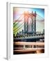 Instants of NY Series - Manhattan Bridge with Empire State Building Center from Brooklyn Bridge-Philippe Hugonnard-Framed Photographic Print