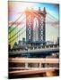 Instants of NY Series - Manhattan Bridge with Empire State Building Center from Brooklyn Bridge-Philippe Hugonnard-Mounted Photographic Print