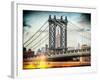 Instants of NY Series - Manhattan Bridge with Empire State Building Center from Brooklyn Bridge-Philippe Hugonnard-Framed Photographic Print