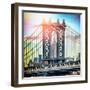 Instants of NY Series - Manhattan Bridge with Empire State Building Center from Brooklyn Bridge-Philippe Hugonnard-Framed Photographic Print